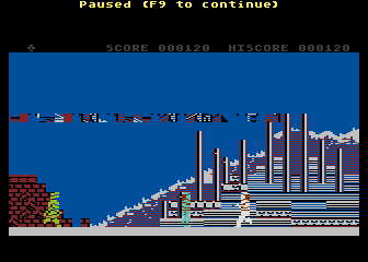 Rush'n Attack (Atari 8-bit) screenshot: Buildings
