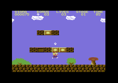 The Great Giana Sisters (Commodore 64) screenshot: Catch some diamonds Giana !