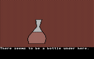 Olin in Emerald: Kingdom of Myrrh (Commodore 64) screenshot: Bottle under a rock