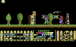 Call Me Psycho (Commodore 64) screenshot: Shoot the enemy