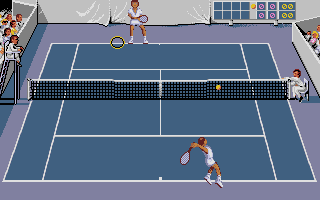 Jimmy Connors Pro Tennis Tour (DOS) screenshot: Swinging the racket