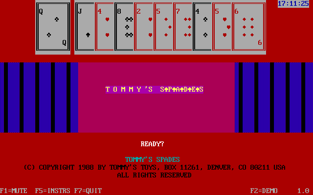 Tommy's Spades (DOS) screenshot: The game's title screen
