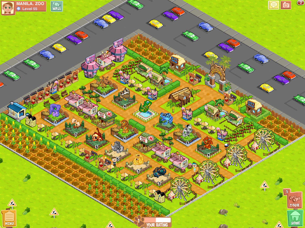Zoo Story (iPad) screenshot: Wow! This is a high-level zoo viewed from afar