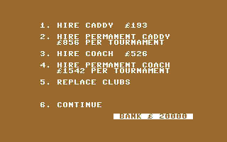 Championship Golf (Commodore 64) screenshot: Tournament preparation
