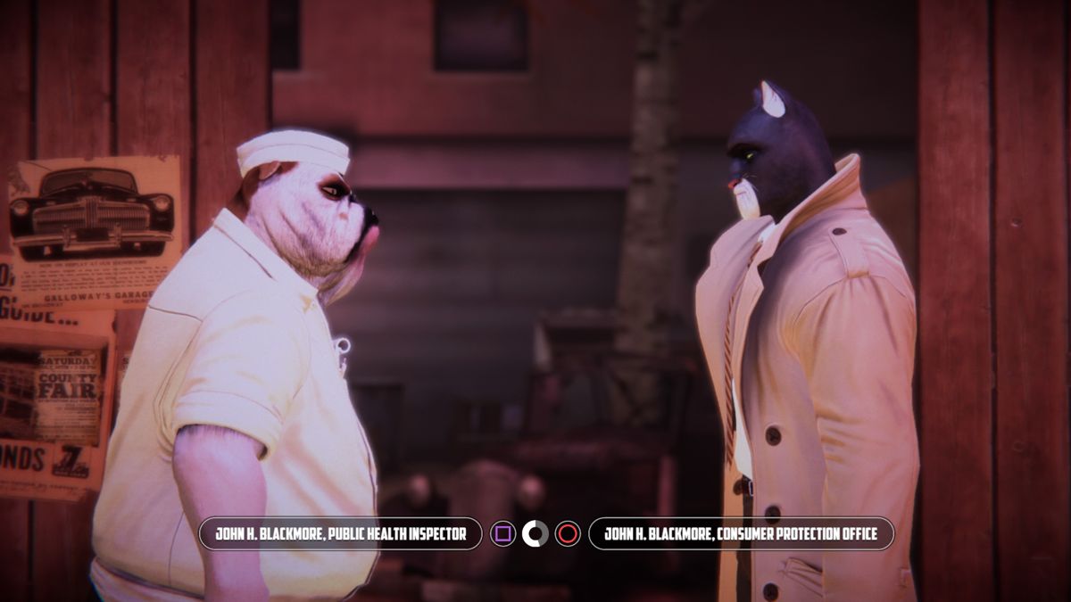 Blacksad: Under the Skin (PlayStation 4) screenshot: The health inspector trick always works