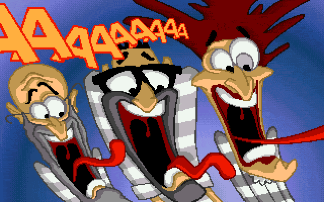 Maniac Mansion: Day of the Tentacle (DOS) screenshot: The Edisons