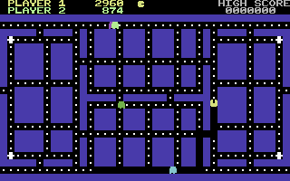 Chomper Man (Commodore 64) screenshot: Next maze
