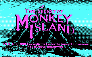 The Secret of Monkey Island (DOS) screenshot: The EGA version supported CGA graphics as well--Title screen