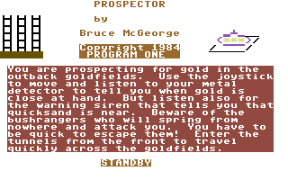 2-Up: Prospector / America's Cup (Commodore 64) screenshot: Prospector: Title Screen