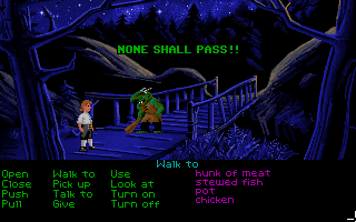 The Secret of Monkey Island (DOS) screenshot: The troll of the bridge