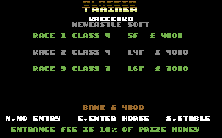 Classic Trainer (Commodore 64) screenshot: Next meeting