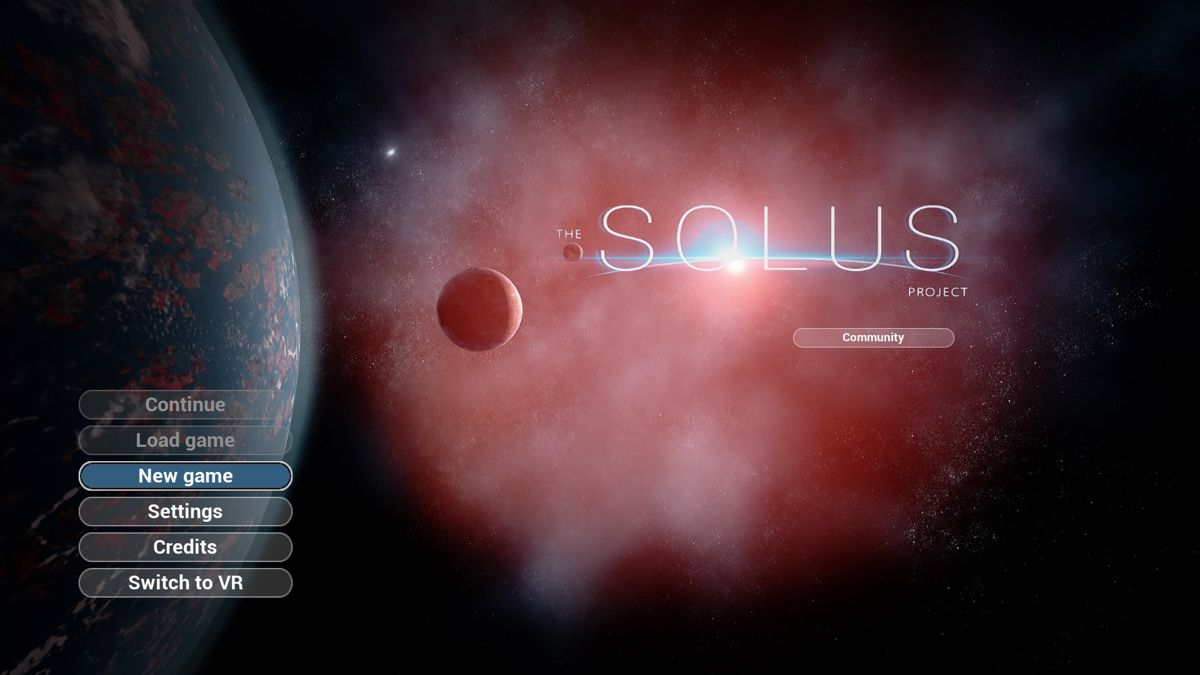 The Solus Project (PlayStation 4) screenshot: Main menu (TV mode)