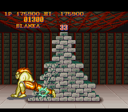 Street Fighter II (SNES) screenshot: Break an enormous stack of bricks is an excellent exercise for the body and a great way to increase the score!