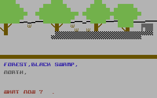 Orion Quest (Commodore 64) screenshot: Exploring a swamp