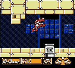Ninja Jajamaru: Ginga Daisakusen (NES) screenshot: One powerup allows the player to temporarily transform into a robotic frog. It can only move by leaping.