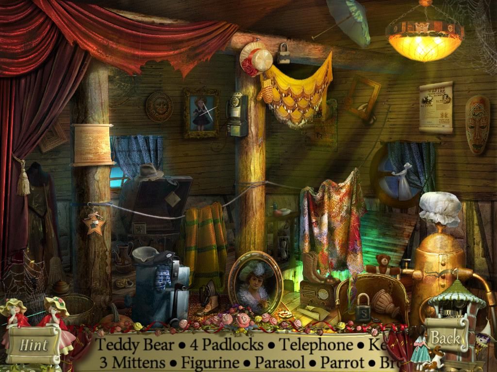 PuppetShow: Mystery of Joyville (iPad) screenshot: Hotel Owner's Residence attic - objects