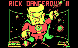 Rick Dangerous 2 (DOS) screenshot: Title screen (CGA)