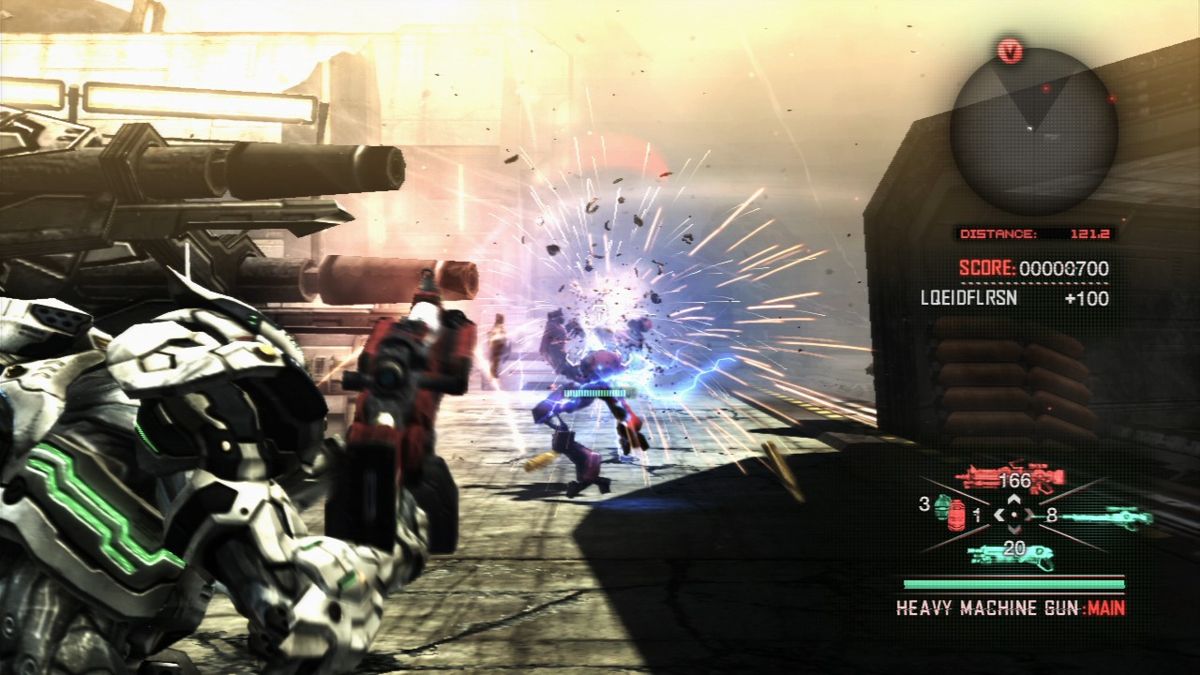 Vanquish (PlayStation 3) screenshot: Close combat.