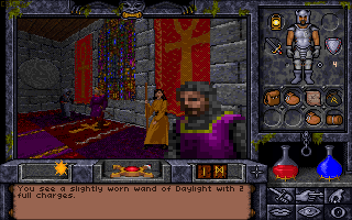 Ultima Underworld II: Labyrinth of Worlds (DOS) screenshot: Lord British's throne room with full details...
