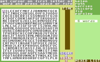 Computer-Wordsearch (Commodore 64) screenshot: Find the words