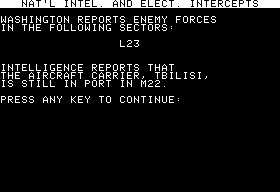 Screenshot of Northern Fleet (Apple II, 1988) - MobyGames