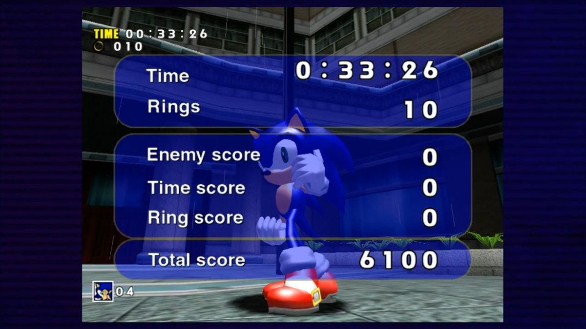 Sonic Adventure (Xbox 360) screenshot: Results
