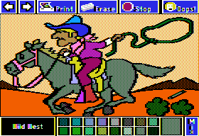 Electric Crayon: This Land Is Your Land (Apple II) screenshot: Wild West