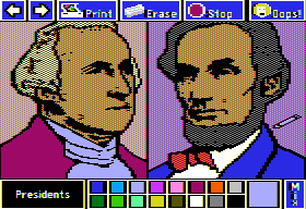 Electric Crayon: This Land Is Your Land (Apple II) screenshot: Presidents