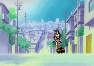Roommate: Ryōko in Summer Vacation (SEGA Saturn) screenshot: Opening movie showing Ryouko returning to Japan for her summer vacations.