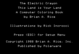 Electric Crayon: This Land Is Your Land (Apple II) screenshot: Title Screen