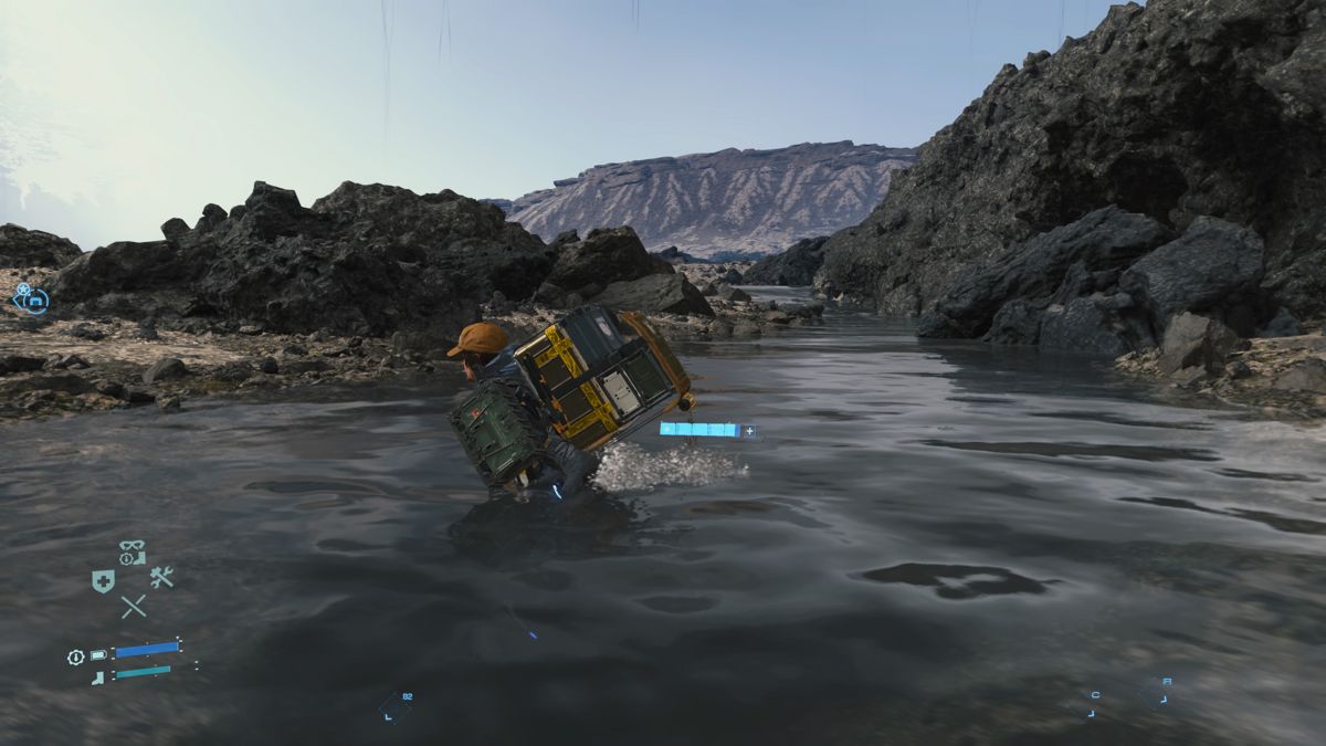 Death Stranding (PlayStation 4) screenshot: The water is a bad element in this game