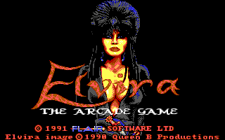 Elvira: The Arcade Game (DOS) screenshot: Title screen (EGA)