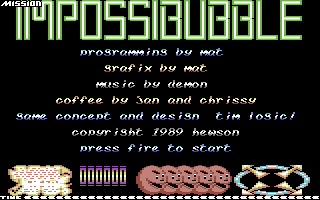 4th Dimension (Commodore 64) screenshot: Mission Impossibubble: Title Screen