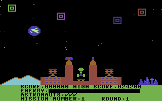 Cosmic Tunnels (Commodore 64) screenshot: Lets save your planet