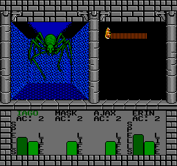 Swords and Serpents (NES) screenshot: Fighting a giant spider