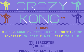 Crazy Kong (Commodore 64) screenshot: Title Screen