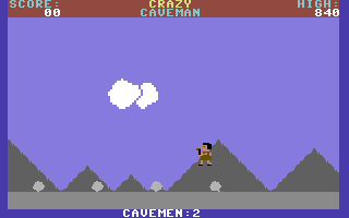 Crazy Caveman (Commodore 64) screenshot: Jumping boulders