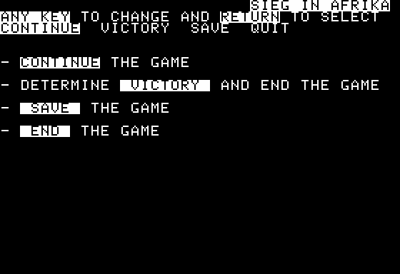 Sieg in Afrika (Apple II) screenshot: End of Turn