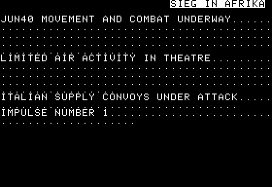 Sieg in Afrika (Apple II) screenshot: Radio Report from my Troops