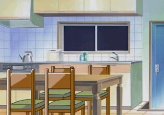 Roommate: Ryōko in Summer Vacation (SEGA Saturn) screenshot: Checking the kitchen.