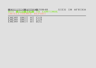 Sieg in Afrika (Commodore 64) screenshot: Location of Enemy Units