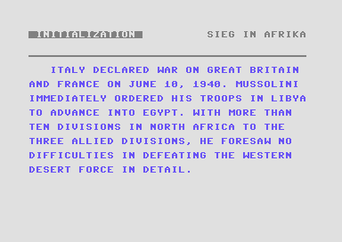 Sieg in Afrika (Commodore 64) screenshot: Introduction