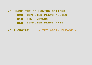 Sieg in Afrika (Commodore 64) screenshot: Main Menu