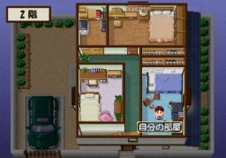 Roommate: Ryōko in Summer Vacation (Shokai Genteiban) (SEGA Saturn) screenshot: Navigating the second floor of the house where bedrooms are.