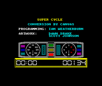 Super Cycle (ZX Spectrum) screenshot: Title screen