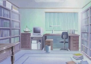 Roommate: Ryōko in Summer Vacation (SEGA Saturn) screenshot: Study room seems empty at the moment... well, it's summer vacation after all.