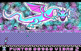 Skate Dragon (DOS) screenshot: A shooting dragon level