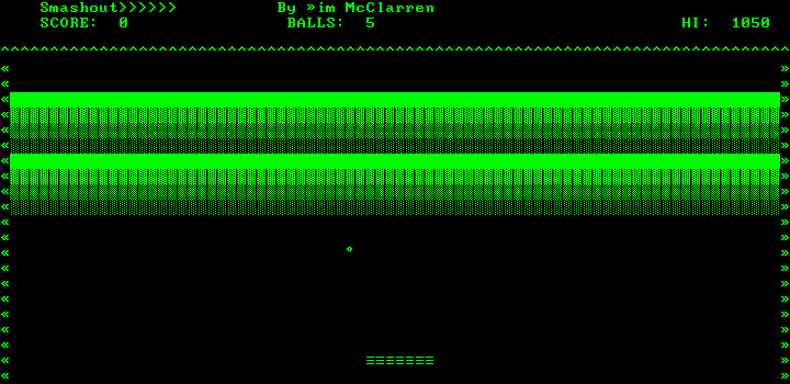 Smashout (DOS) screenshot: From top to bottom: wall; ball; you.
