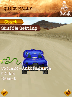 Dakar Rally 2010 (J2ME) screenshot: Stage selection in the Quick Rally mode