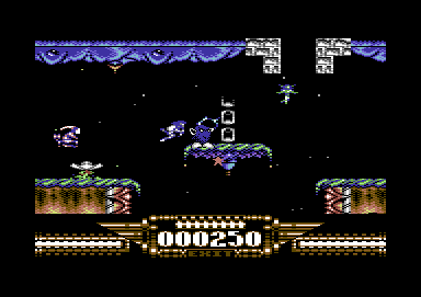 Demon Blue (Commodore 64) screenshot: Up onto another screen - multiple paths here